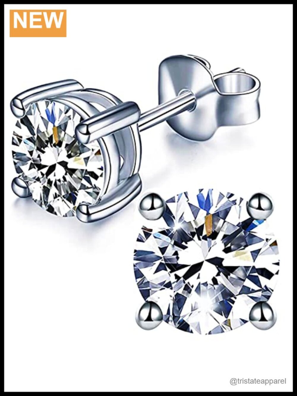 Moissanite Stud Earrings 925 Sterling Silver D-Color VVS1 Push Back